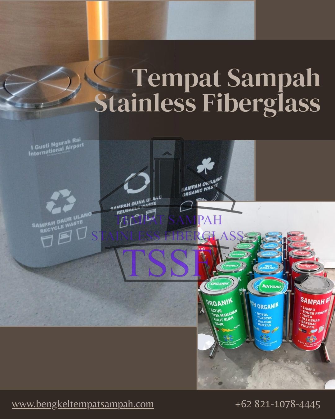 Tempat Sampah Stainless Fiberglass